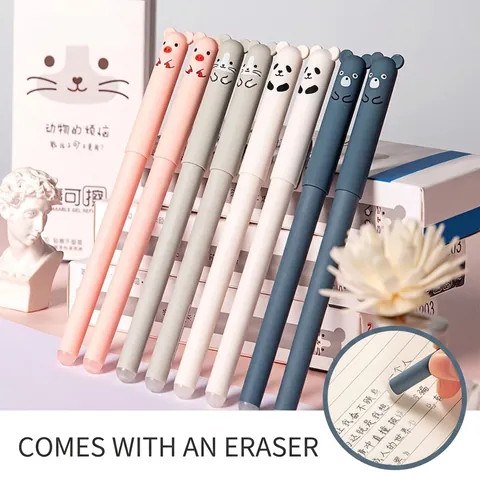 Schattige Cartoon Dier Uitwisbare Gelpennen Kawaii Beer Varken Panda Plastic Fijne Punt Schrijfwaren Voor Studenten Kantoor