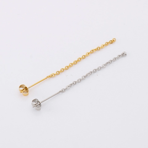 Minimalistische Edelstahl Lange Kette Quasten Ohrstecker Für Frauen 18K Vergoldet Geometrisches Drop Design Mode Schmuck