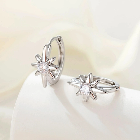 Ster Hoepel Oorbel Kraakbeen Piercing Koper Met Zirkonia Sierlijke Sieraden Voor Dames