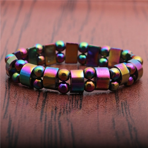 Beaded Bracelet Hematite Tiger Eye Stone Magnetic Therapy Elastic Wristband Men Jewelry Vintage Minimalist Charm