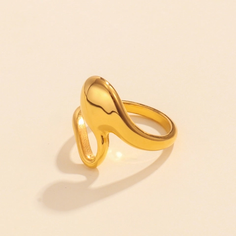 Irregular Organic Ring 18K Gold Plated Stainless Steel Liquid Metal Style Minimalist Hip Hop Fashion Jewelry For Women