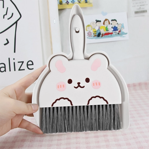 Mini Scopa Paletta Pulizia Scrivania Cartone Animato Animale Frutta PP PET Plastica Portatile Tastiera