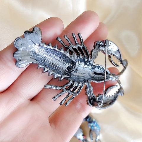 Spilla Aragosta Vintage Spilla Coda Mobile Lega Strass Colorati Gioielli Animali Accessorio Per Abiti