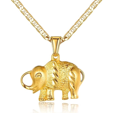 Elephant Pendant Necklace Copper Frosted Engraved Texture Thai Style Jewelry For Women Elegant Sweet Accessory