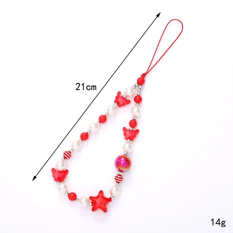 Beaded Phone Charm Lanyard Rotes Herz Schleife Bär Chinesischer Stil Handgefertigt Hängendes Ornament Für Damen Mädchen
