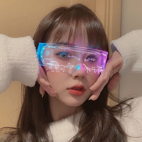Cyberpunk LED Glowing Glasses Colorful Flashing Futuristic Electronic Party Bar Disco Costume Accessories For Men Women