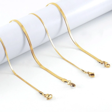 Collar De Cadena De Espiga Acero Inoxidable Chapado En Oro De 18K Plano Punk Hip Hop Joyería Vintage Para Hombres Mujeres