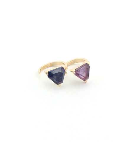 Geometrischer Dreieck Edelstein Ring Verstellbar Offen Legierung Vergoldet Amethyst Lapis Lazuli Aventurin Damen Schmuck