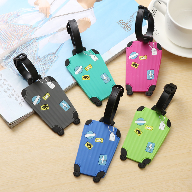 Cartoon Suitcase Shape Luggage Tags PVC Silicone ID Name Address Label For Travel Baggage Suitcase Travel Accessories For Women Men Kids