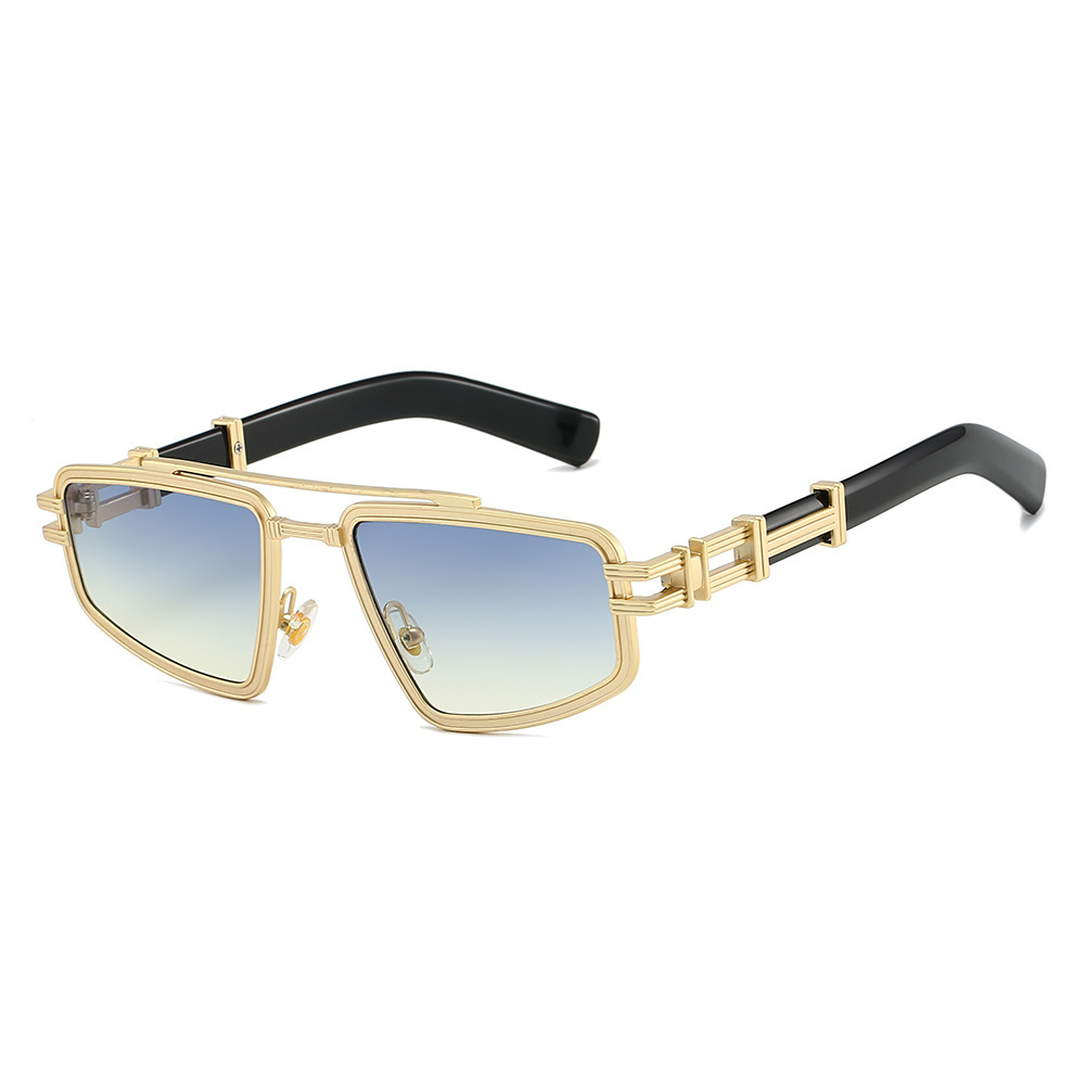 Wholesale Retro Punk Sunglasses Metal Double Bridge Polygonal Frame - Everful
