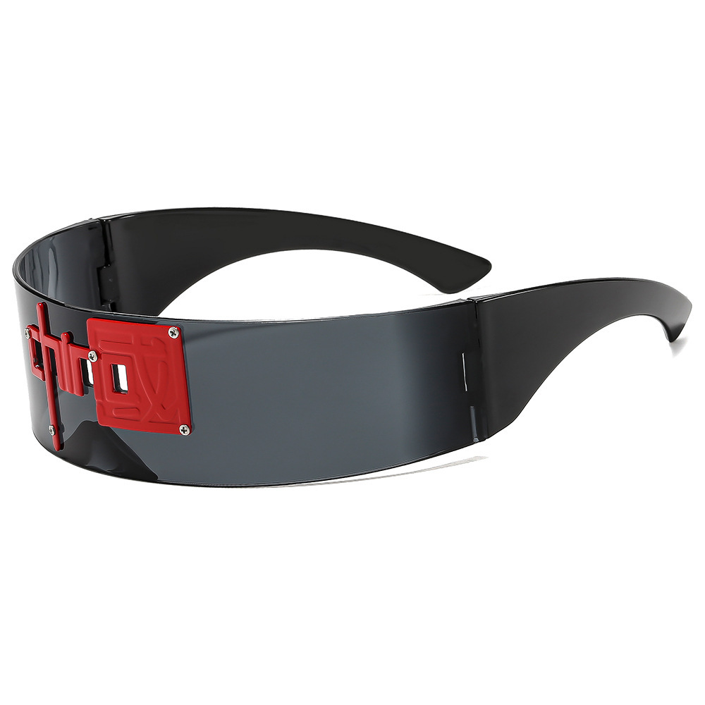 Wholesale Cyberpunk One Piece Wrap Around Sunglasses For Unisex - Everful