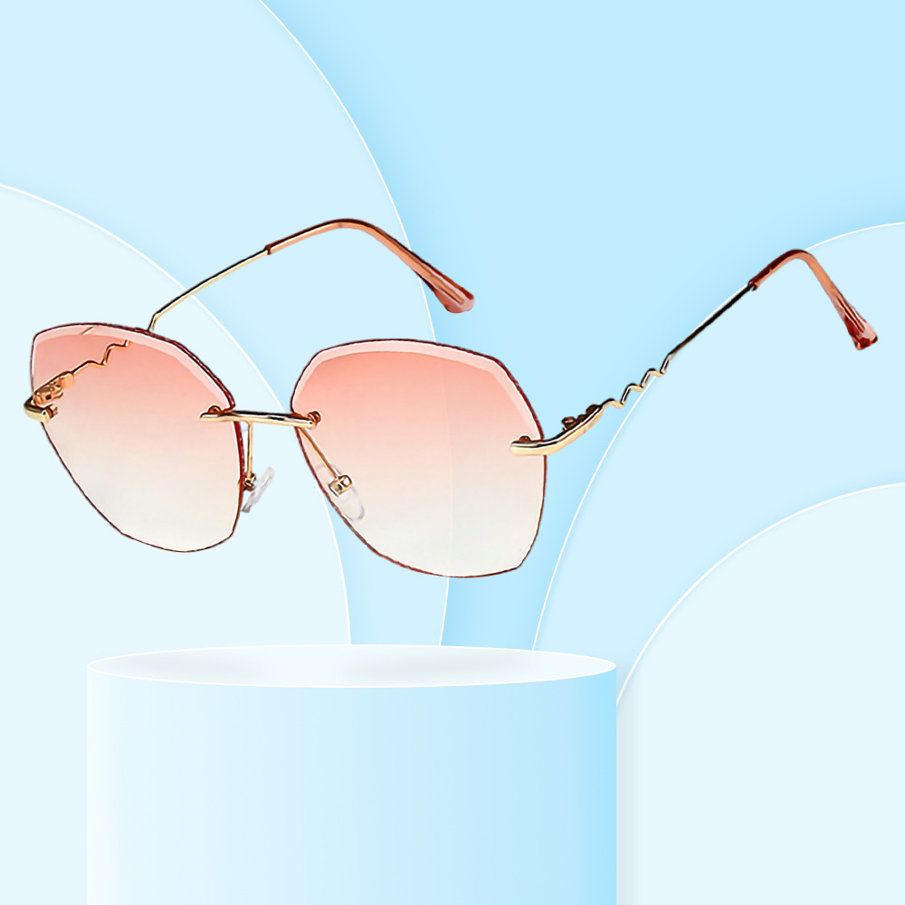 Wholesale Vintage Rimless Geometric Sunglasses UV400 Protection For Women - Everful