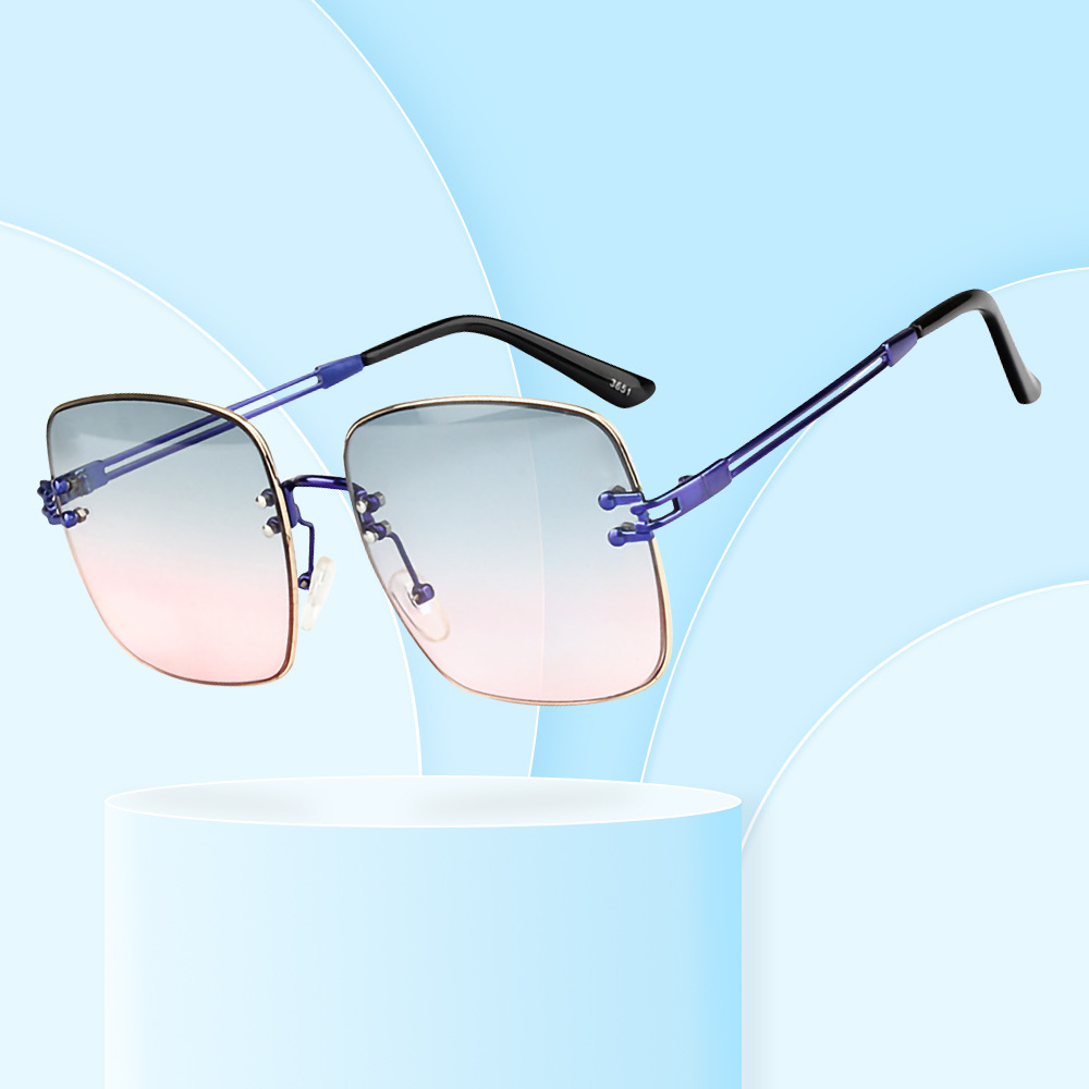 Wholesale Oversized Square Rimless Sunglasses For Women Metal Frame - Everful