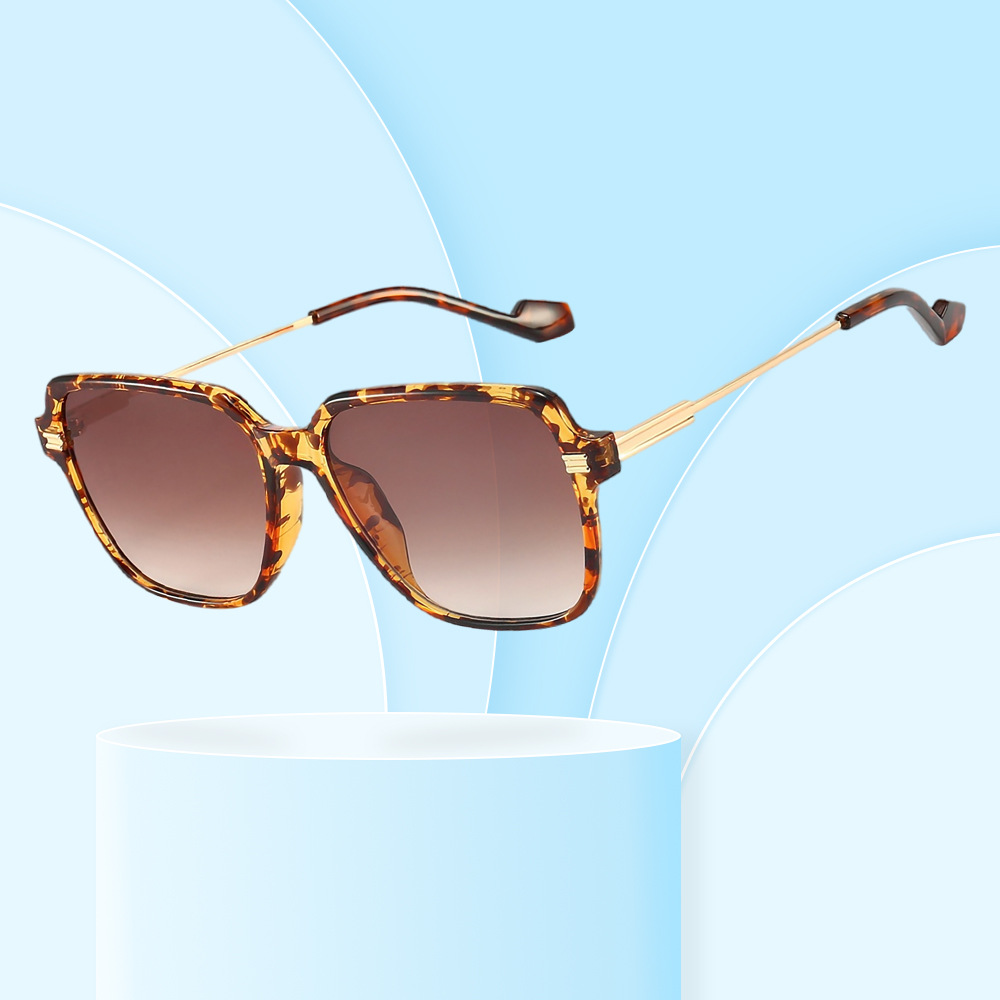Wholesale Oversized Square Sunglasses PC Frame Metal Temples For Women Men - Everful