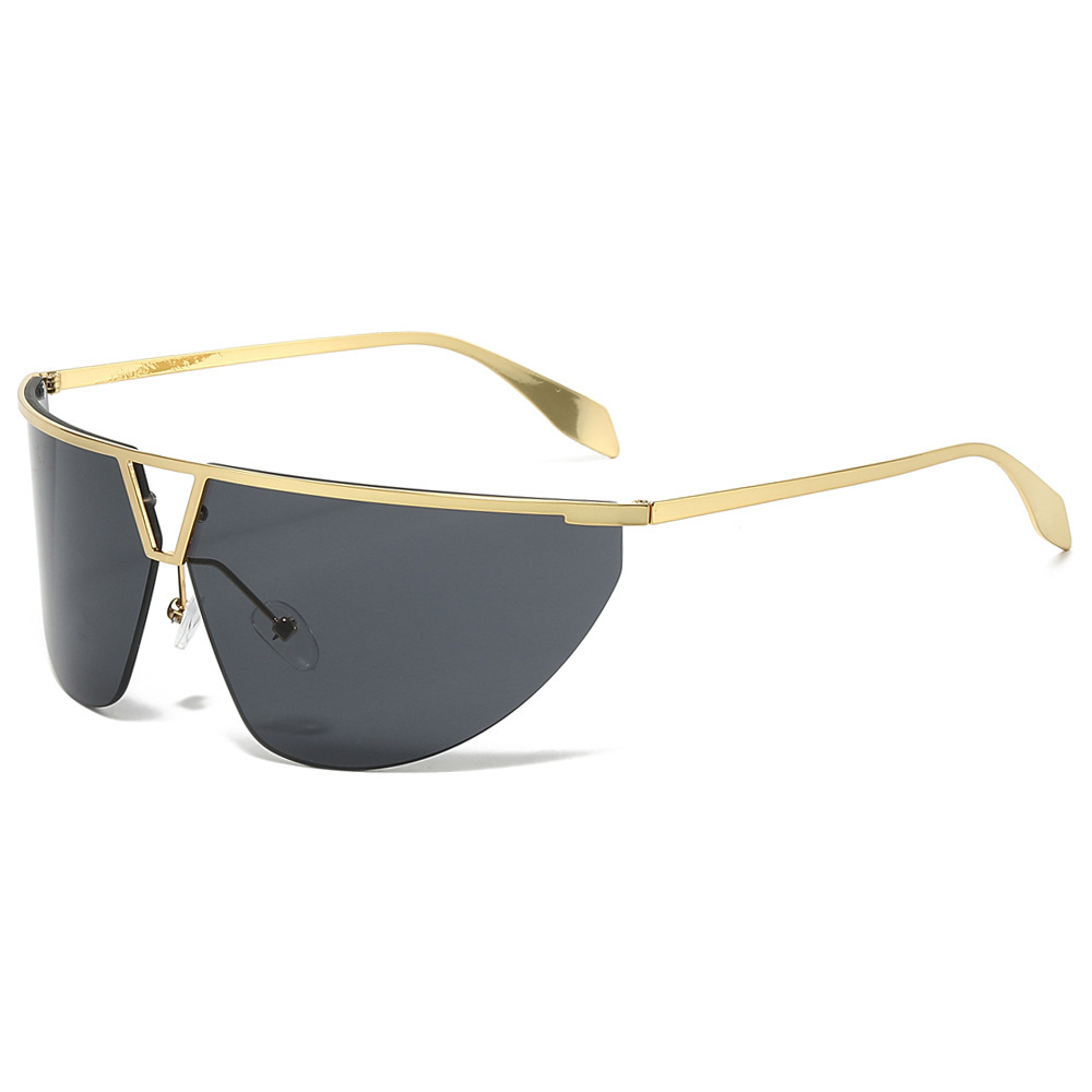 Wholesale Oversized Shield Sunglasses with Metal Frame Rimless V Bridge - Everful
