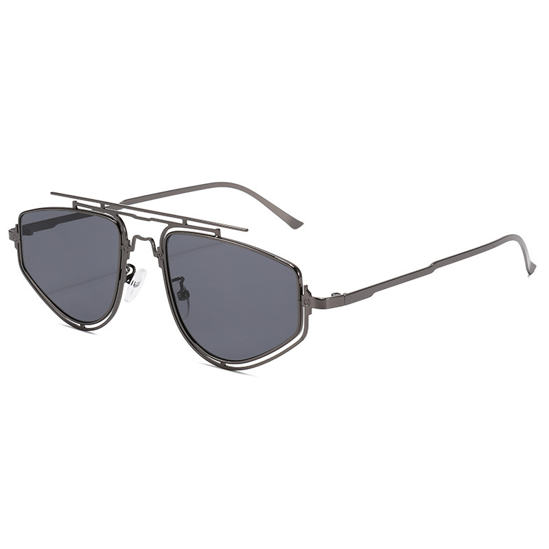 Wholesale Punk Metal Double Bridge Sunglasses UV400 Geometric Polygon - Everful