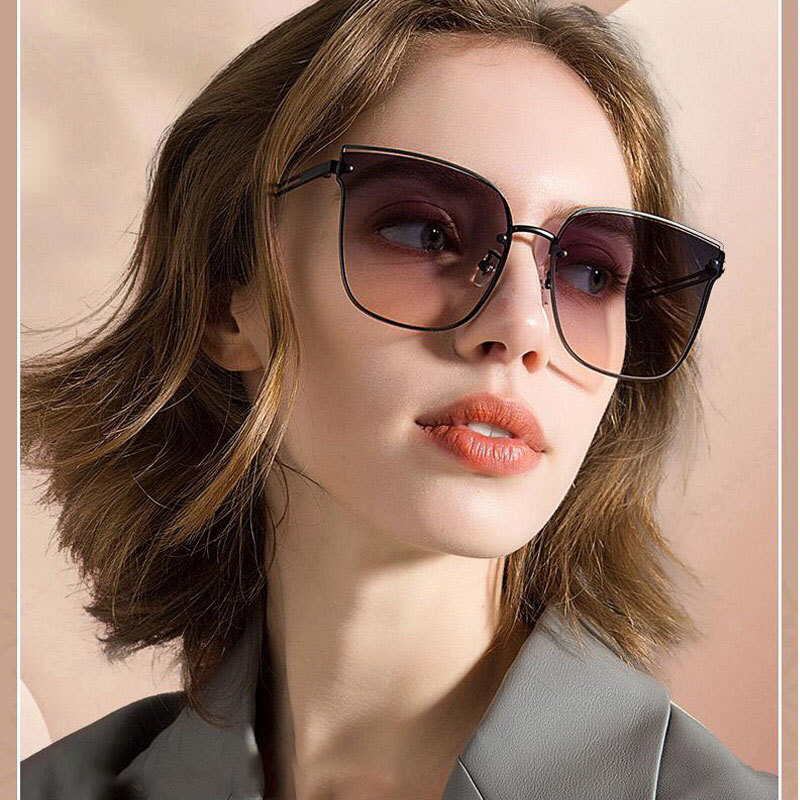 Wholesale Oversized Square Sunglasses with Hollow Double Bridge UV400 - Everful