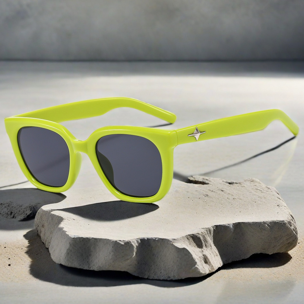 Wholesale Square Frame Sunglasses with Metal Star Decor for Unisex - Everful
