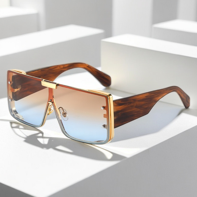 Wholesale Oversized Square Sunglasses with Metal Frame UV400 Gradient Lenses - Everful