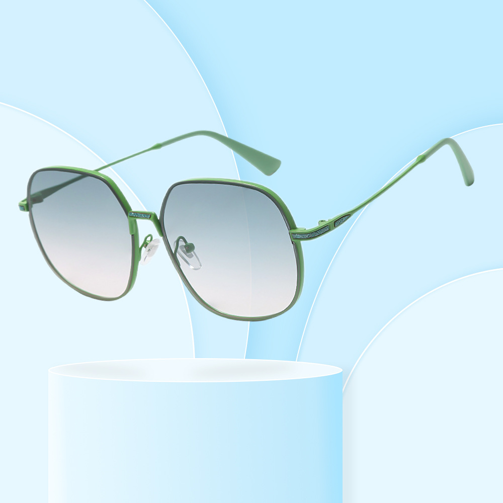 Wholesale Women Oversized Polygon Sunglasses Metal Frame UV Protection - Everful