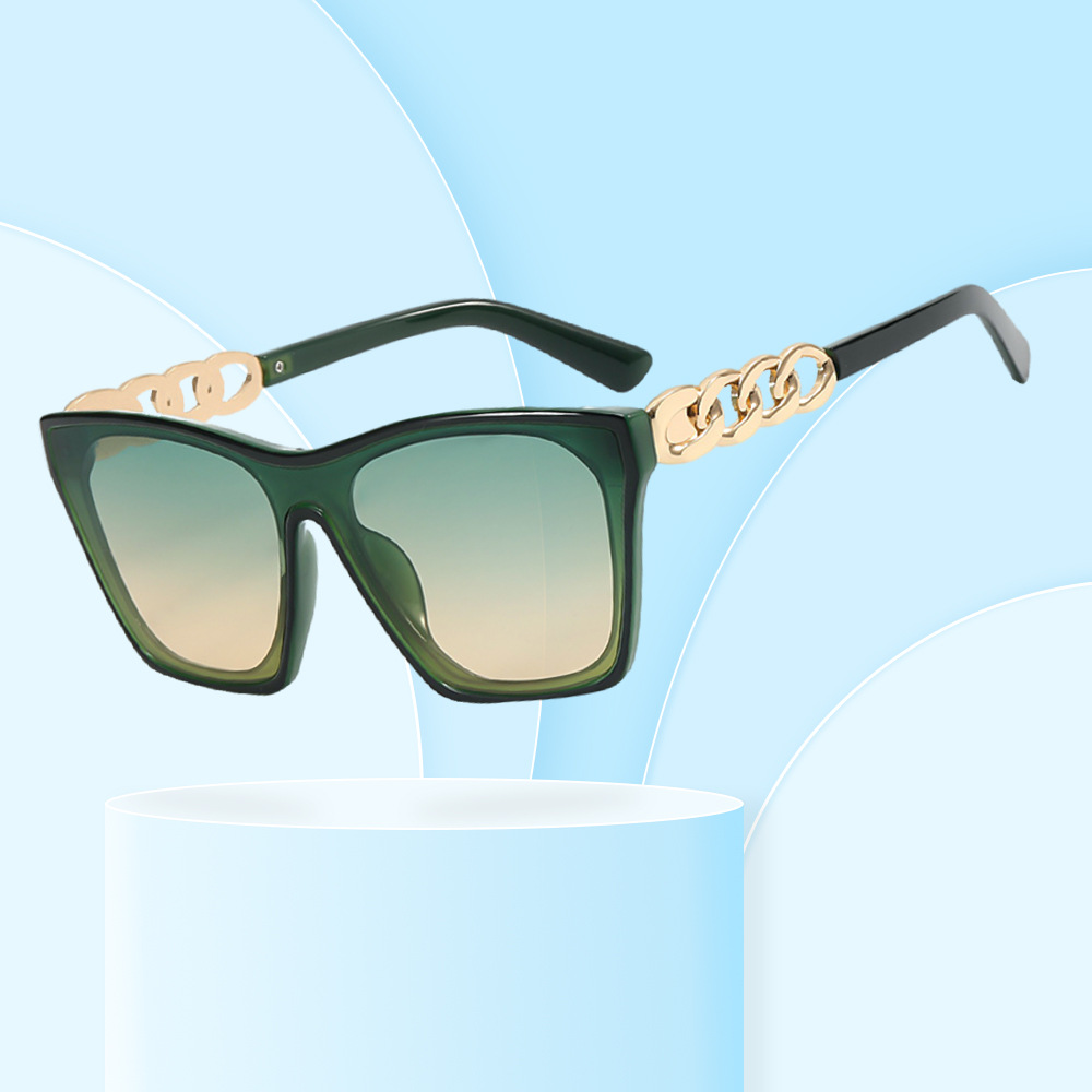 Wholesale Oversized Square Sunglasses with Metal Chain Temples For Women - Everful