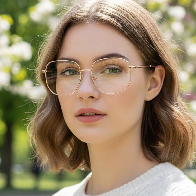Wholesale Blue Light Blocking Oversized Geometric Metal Glasses - Everful