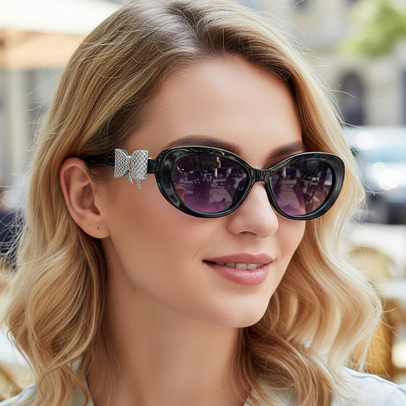 Wholesale Cat Eye Sunglasses With Rhinestone Bowknot PC Frame For Women - Everful
