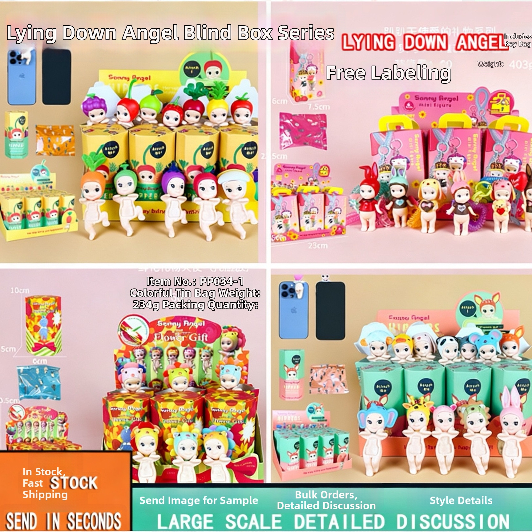 Cute Angel Series Blind Box PVC Action Figure Miniature Animal Fruit Style Desktop Ornament For Collection Decor Gift