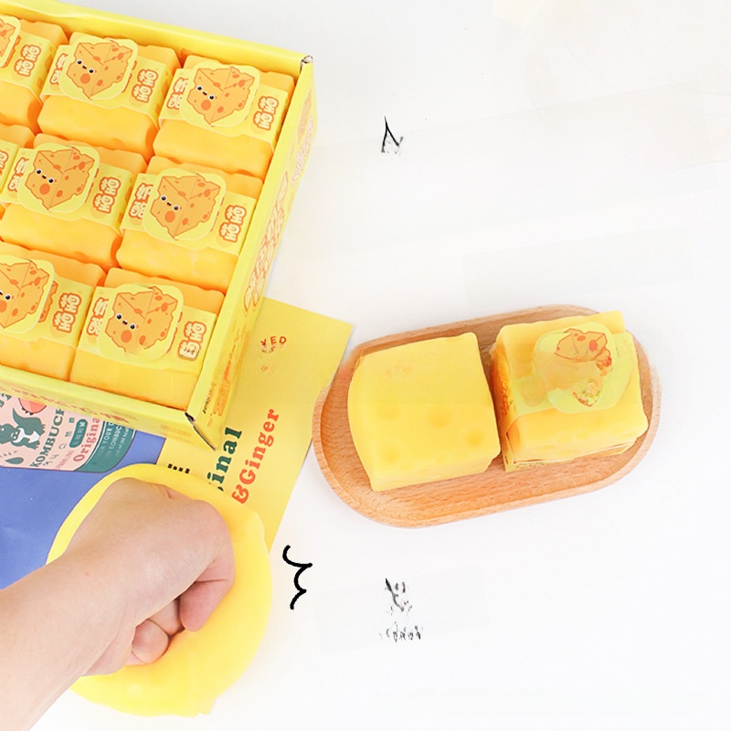 Simulation Cheese Squishy Toy TPR Slow Rebound Stress Relief Squeeze Toy For Office Desk Decor Decompression Toy Gift