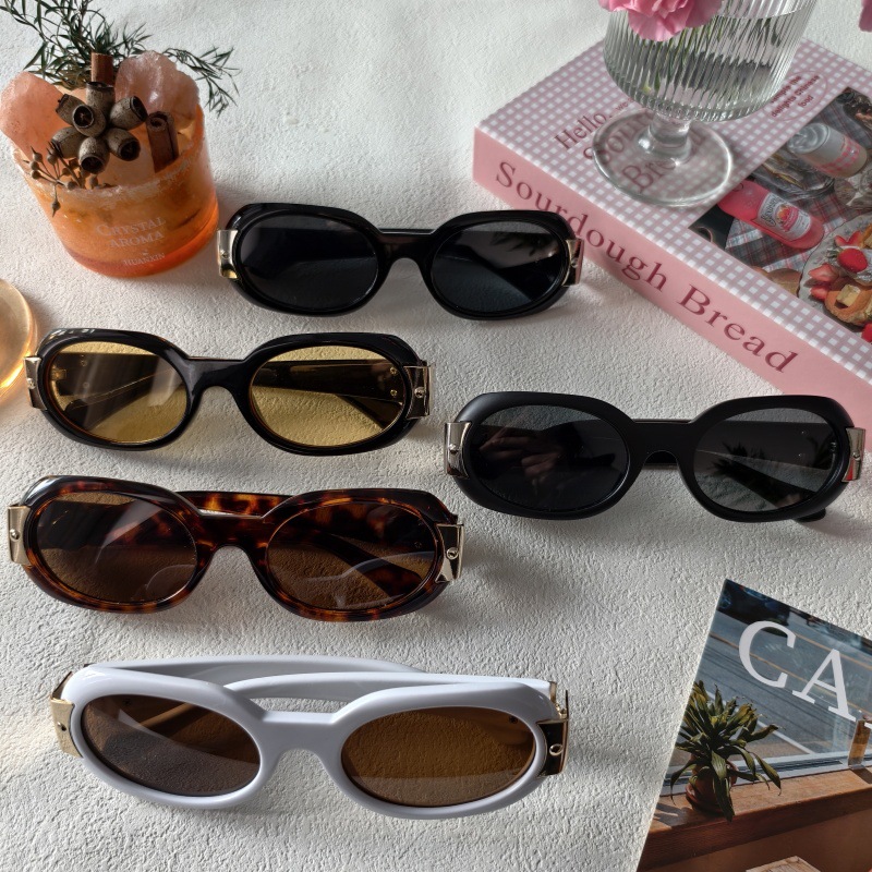 Wholesale Fashion Oval Sunglasses UV400 Vintage Resin Frame For Men Women - Everful