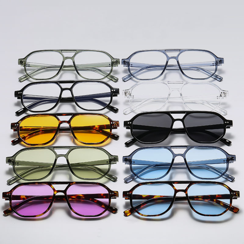 Wholesale Retro Aviator Sunglasses with Double Bridge Plastic Frame - Everful