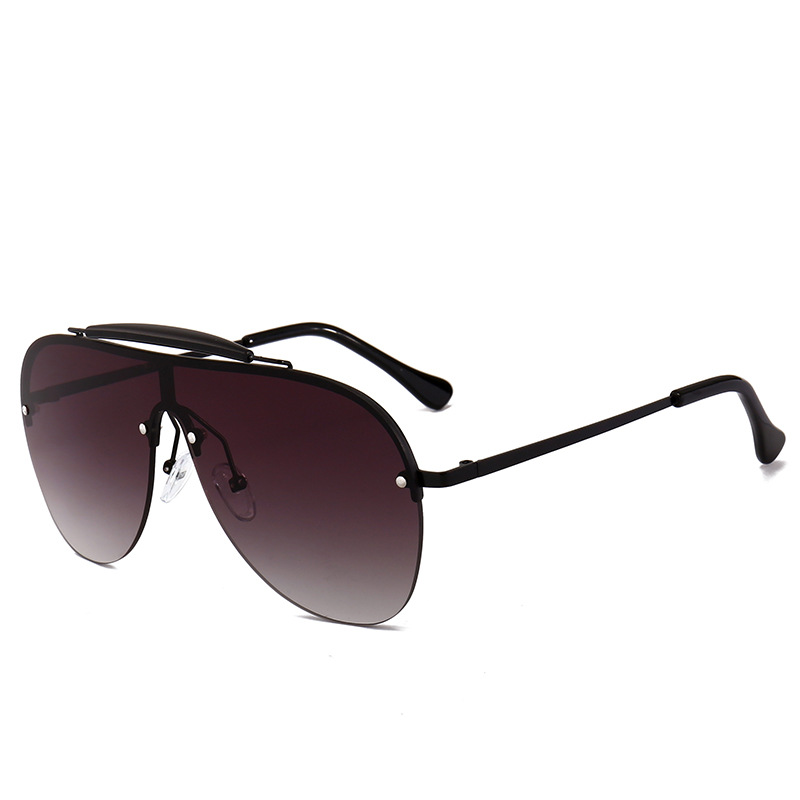 Wholesale Pilot Shield Oversized Sunglasses with Metal Frame UV400 - Everful