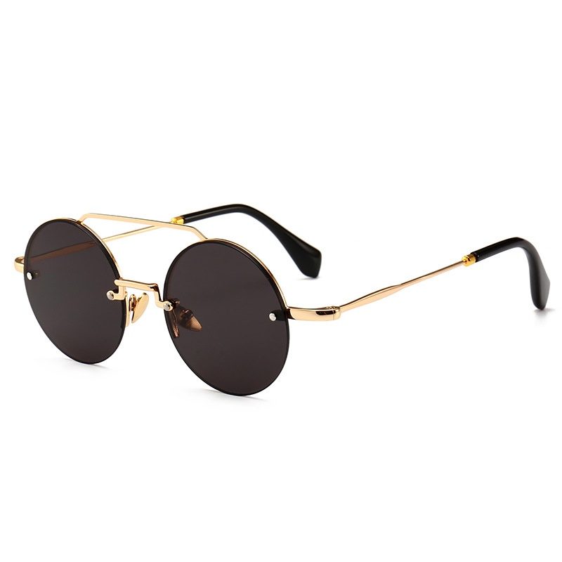 Wholesale Retro Round Rimless Sunglasses Metal Frame UV400 - Everful
