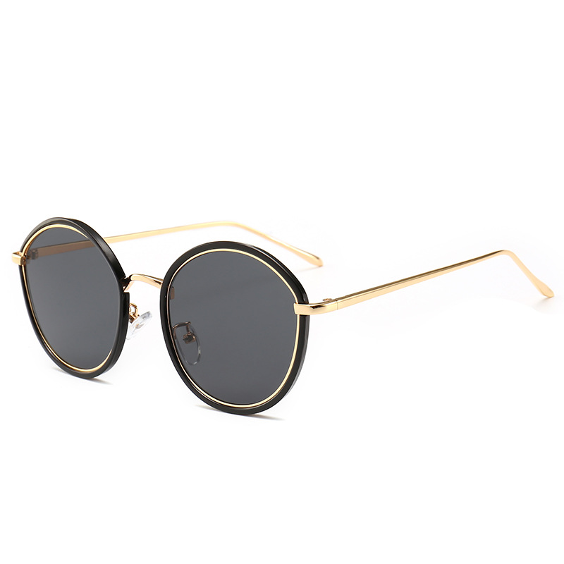 Wholesale Modern Retro Round Sunglasses with Metallic Frame For Women - Everful