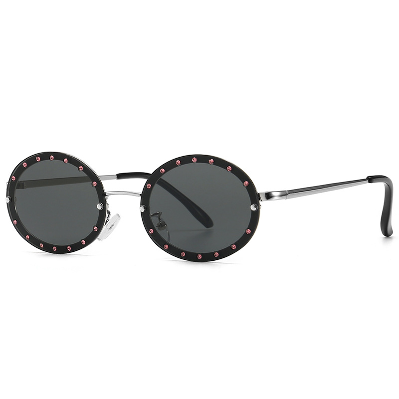 Wholesale Round Metal Frame Sunglasses with Rhinestones For Women - Everful