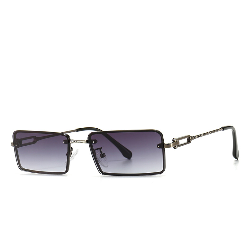 Wholesale Vintage Rectangle Rimless Sunglasses with Metal Frame For Women - Everful