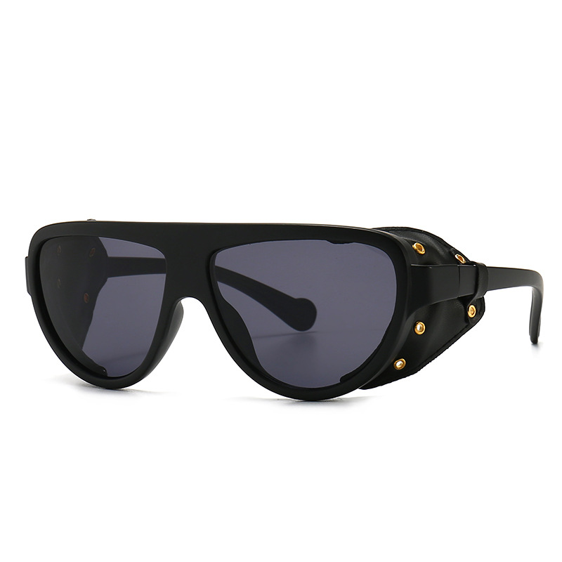 Wholesale Retro Steampunk Sunglasses With Leather Side Shields - Everful