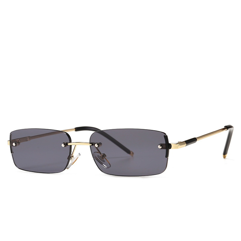 Wholesale Vintage Rimless Rectangular Sunglasses Metal Frame UV400 - Everful