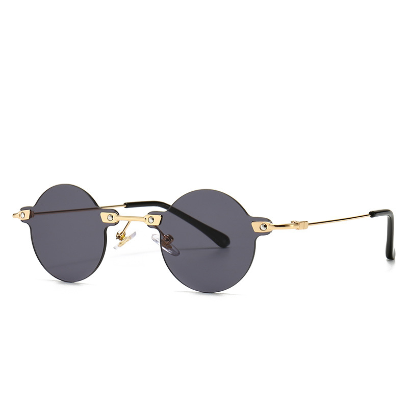 Wholesale Retro Round Rimless Sunglasses Metal Frame UV400 Protection - Everful
