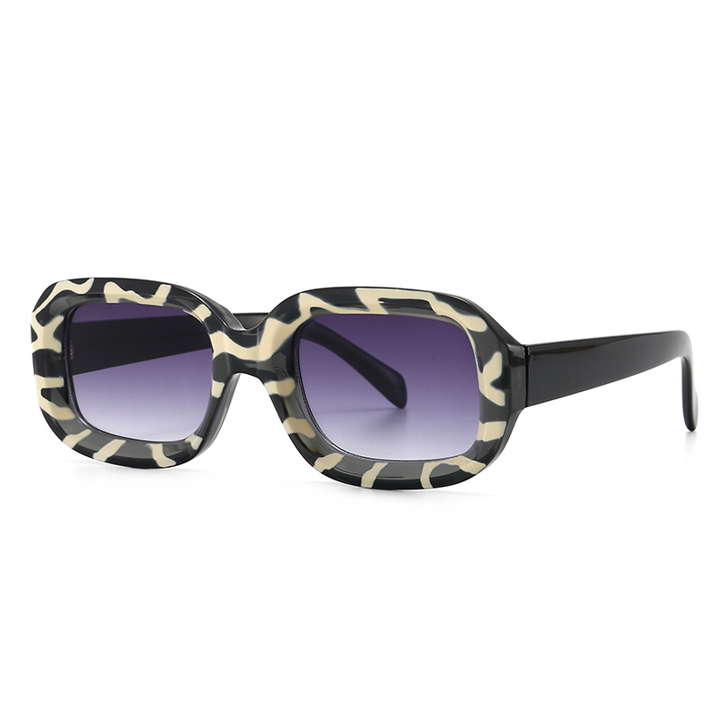 Wholesale Retro Square Frame Sunglasses with Zebra Leopard Print - Everful