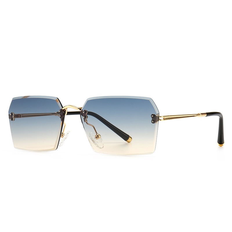 Wholesale Rimless Rectangular Sunglasses with Gradient Lens Metal Frame - Everful