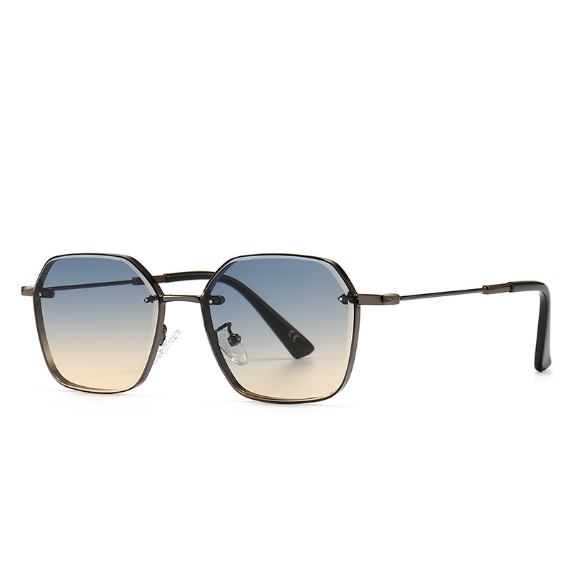 Wholesale Retro Polygonal Metal Sunglasses with Geometric AC Gradient Lens - Everful