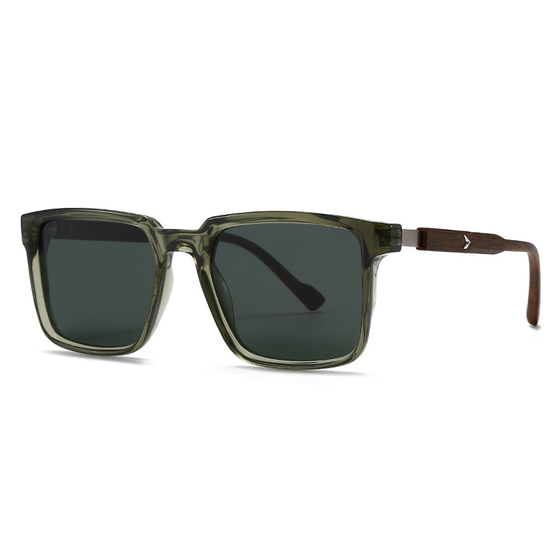 Wholesale Retro Square Polarized Sunglasses With Wood Grain Temples - Everful