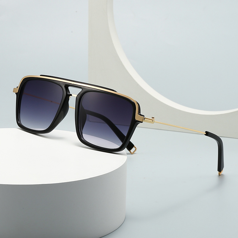 Wholesale Retro Square Metal PC Sunglasses UV400 Protection Double Bridge - Everful