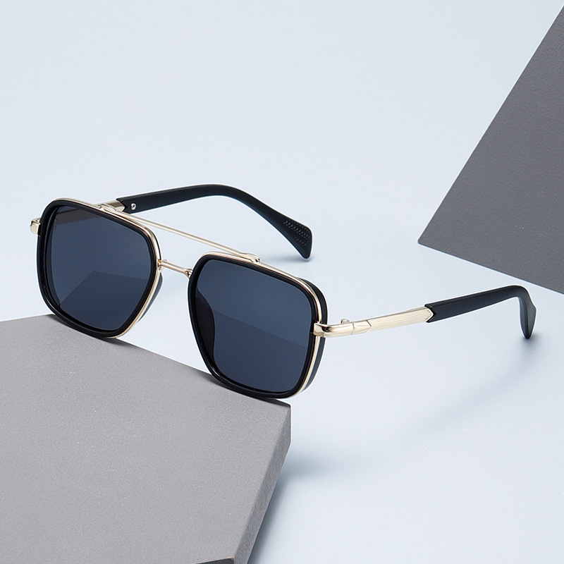 Wholesale Vintage Square Pilot Sunglasses with Double Bridge UV400 - Everful