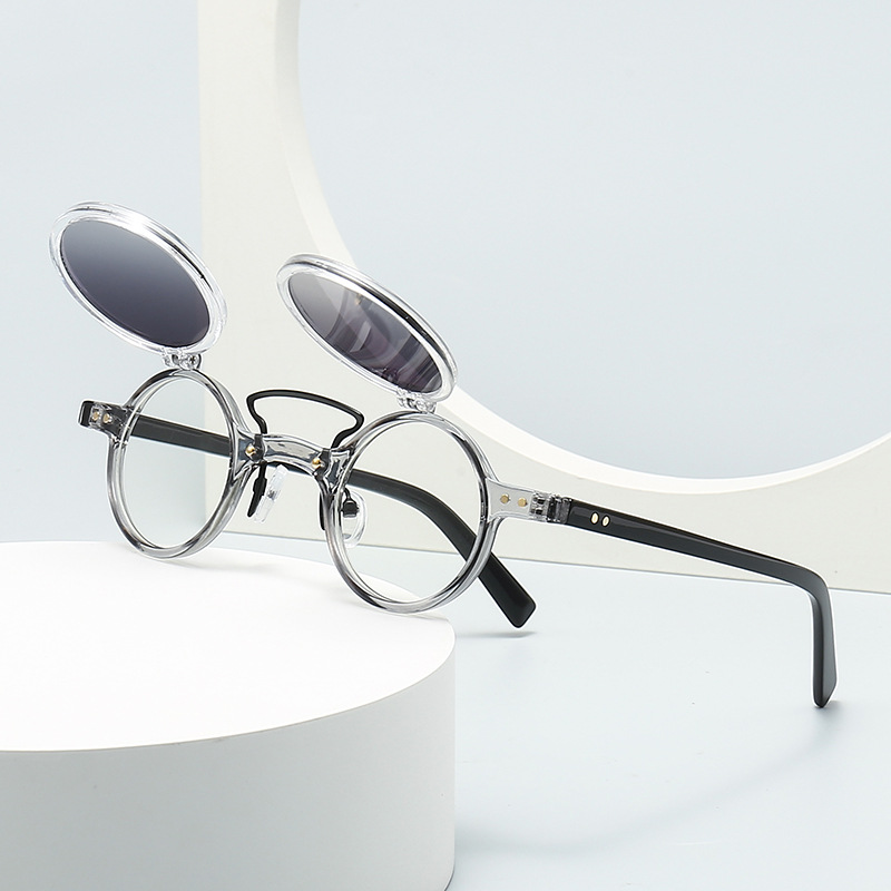 Wholesale Vintage Steampunk Round Flip Up Sunglasses For Women Men - Everful