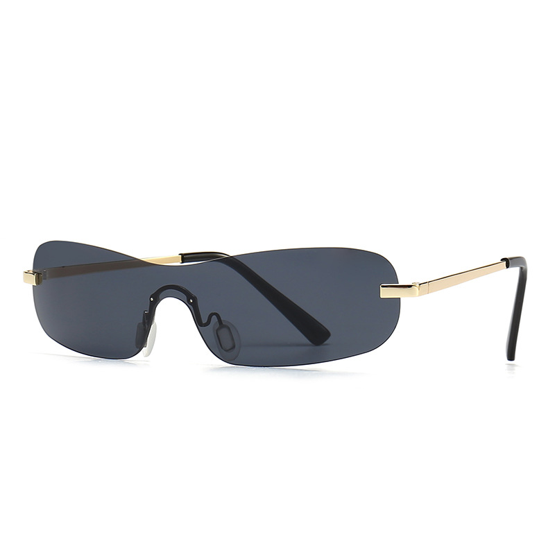 Wholesale Rimless Oversized Wrap Around Sunglasses UV400 Metal Temple - Everful
