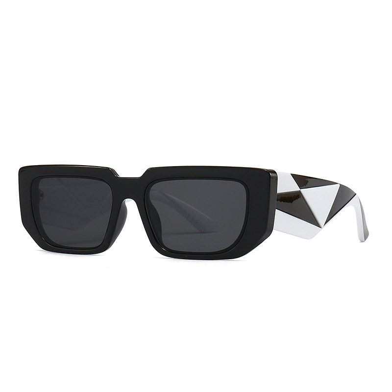 Wholesale Retro Square Sunglasses with Geometric Triangle Temple For Men Women - Everful