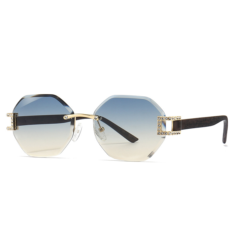 Wholesale Luxury Rimless Octagonal Rhinestone Sunglasses For Women - Everful