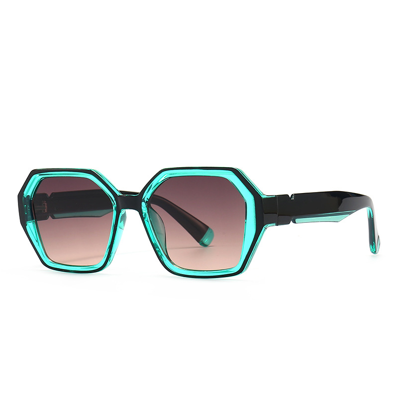 Fashion Hexagon Oversized Sunglasses Geometric PC Frame UV400 Gradient Lens For Women Men Vintage Daily Travel Eyewear